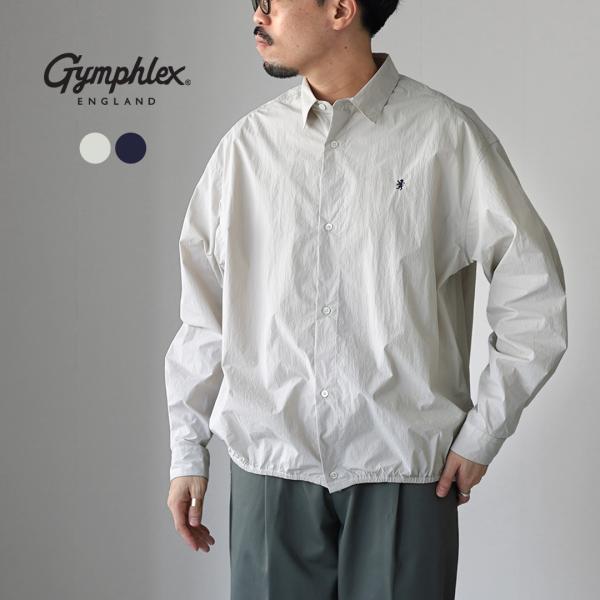 GYMPHLEX（ジムフレックス） ナイロンタスラン 長袖ギャザーシャツ / メンズ レギュラーカラ...