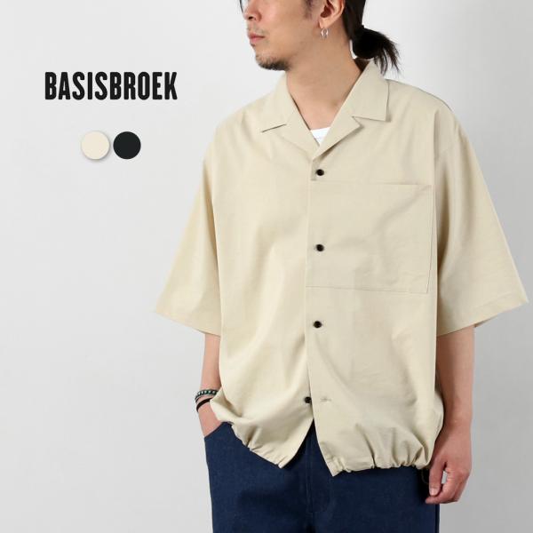 BASISBROEK（バージスブルック） ディーン リネン混ストレッチ オープンカラーシャツ 日本製...