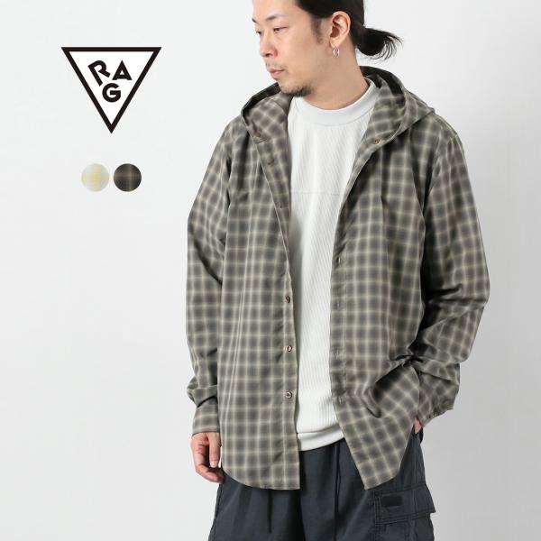 RAG（ラグ） オンブレチェック フーデッド シャツ 日本製 UVカット / メンズ 長袖