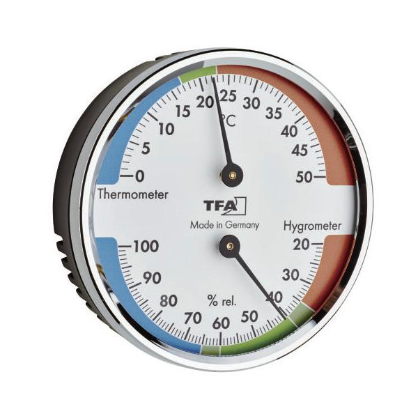 TFA アナログ サーモハイグロメーター ウィズ メタルリング 45.2040.42