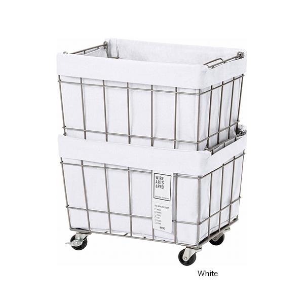 WIRE ARTS &amp; PRO スタッキングバスケット 2段 キャスター/ウォッシャブルカバー 00...