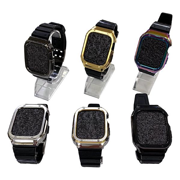 zandy ステンレス一体式ベルト ステンレスケース＋TPUベルト Apple Watch専用の一体...