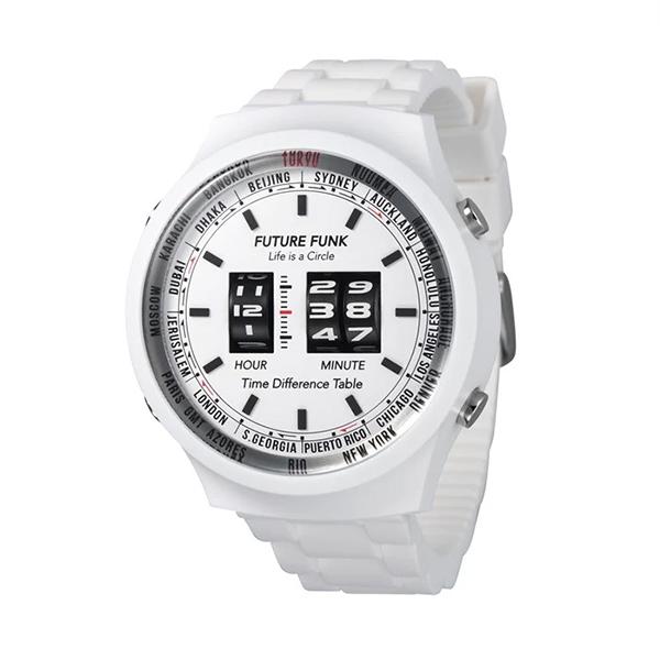 FUTURE FUNK  (フューチャー ファンク)FF105-WH ポリウレタンベルト クオーツ腕...