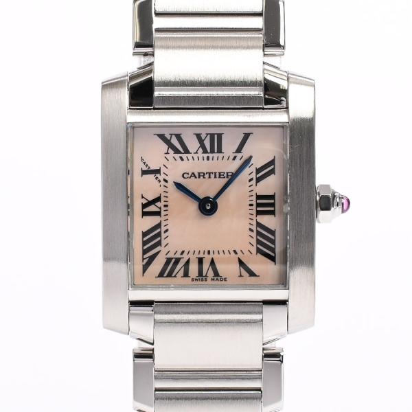 カルティエ タンクフランセーズSM 腕時計 W51028Q3  ピンクシェル レディース 中古A品