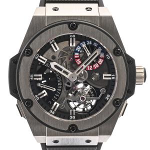 ウブロ キングパワー トゥールビヨン ジルコニウム GMT 腕時計 706.ZX.1170.RX スケルトン メンズ 中古A品