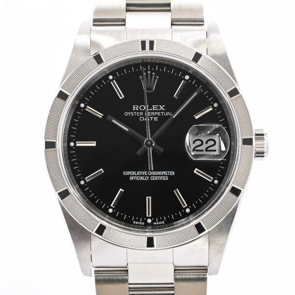 ロレックス オイスターパーペチュアルデイト 腕時計 15210 D番 ブラック メンズ 中古A品