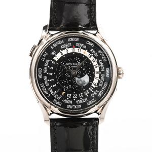 パテックフィリップ ワールドタイム ムーンフェイズ 創業175周年 1300本限定 腕時計 5575G-001 ブラック メンズ 中古SA品