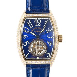 フランクミュラー トノウカーベックス トゥールビヨン エングレイブ 腕時計 7851TENGD 3N ブルー メンズ 中古A品