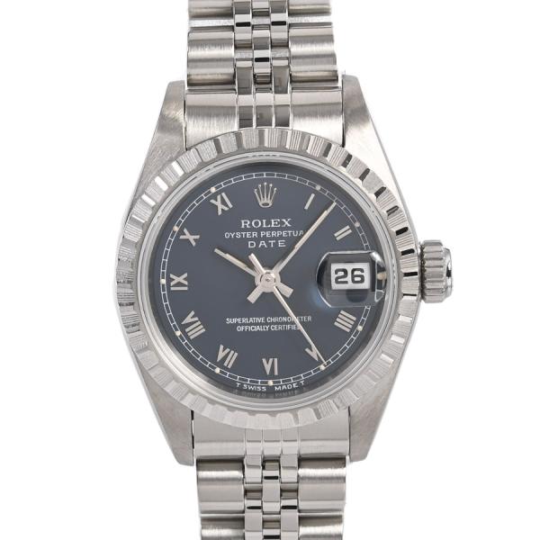ロレックス オイスターパーペチュアルデイト 腕時計 69240 S番 ブルー レディース 中古A品