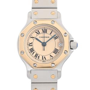 カルティエ サントスオクタゴンSM 腕時計 W2001683 アイボリー レディース 中古A品