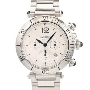 カルティエ パシャ ドゥ カルティエ クロノグラフ41mm 腕時計 WSPA0018 シルバー メンズ 中古A品