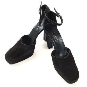 GUCCI 新品同様 グッチ レザー ハイヒール オープントゥ コルクソール  