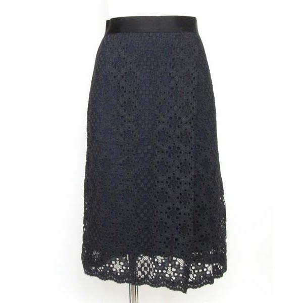 フォードミルズ FORDMILLS ネイビーレーススカート 34