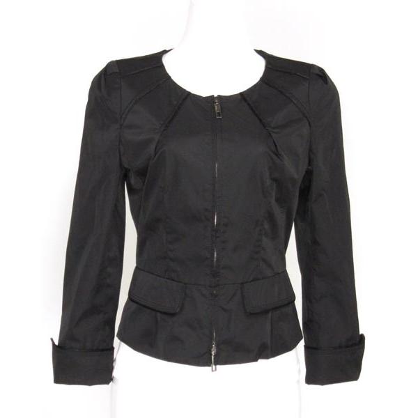 ボディドレッシングDX  黒ジップアップノーカラージャケット 36