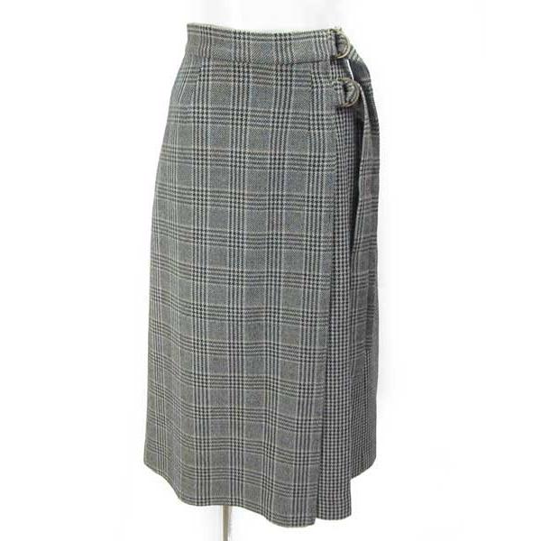 グレースクラス GRACE CLASS 黒 ライトブルー チェックスカート 36