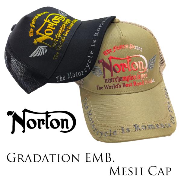 ノートンモーターサイクル メッシュキャップ Norton 帽子 グラデーション刺繍 231N8703...
