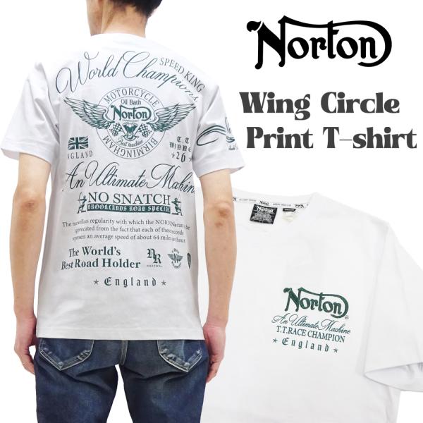 ノートンモーターサイクル 半袖Tシャツ Norton ウィングサークル ワンポイント刺繍Tシャツ 2...