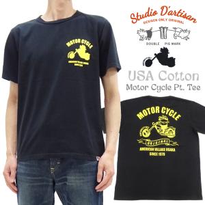 ステュディオダルチザン USAコットン プリントTシャツ ダルチザン MOTOR CYCLE 半袖Tシャツ 8149A ブラック 新品｜rodeomatubara