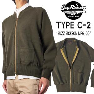 バズリクソンズ C-2 セーター Buzz Rickson C2 ウールニット 袖付きベスト BR90259 オリーブ 新品｜rodeomatubara