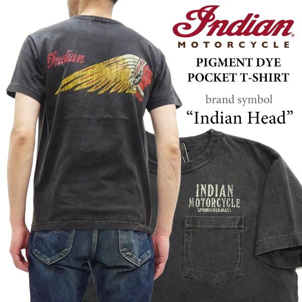 インディアンモーターサイクル ピグメントダイ ポケットTシャツ INDIAN HEAD ブランドアイ...