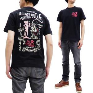 ピンクパンサー スカルワークス 半袖Tシャツ  コラボTシャツ PP-01 黒 新品