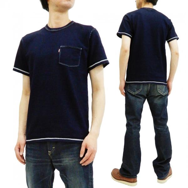 サムライジーンズ インディゴ ポケットTシャツ Samurai Jeans メンズ 無地 半袖Tシャ...