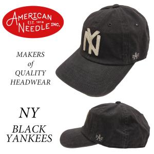 アメリカンニードル キャップ ピグメント加工 ベースボールキャップ ニューヨーク・ブラックヤンキース 帽子 SMU694B-NBY 黒 新品｜rodeomatubara