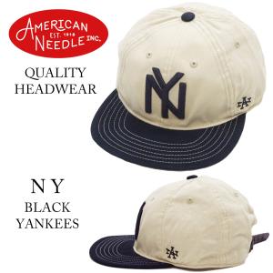 アメリカンニードル キャップ ニューヨーク・ブラックヤンキース Line Out ベースボールキャップ 帽子 SMU700A-NBY 綿麻 新品｜rodeomatubara