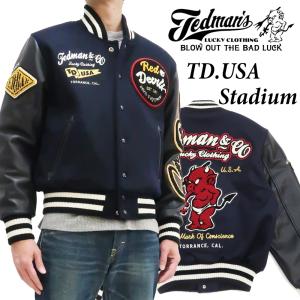 テッドマン TEDMAN スタジャン 袖革 40 テッドマン スタジャン 40サイズ TEDMAN 赤 袖革 ワッペン - メルカリ