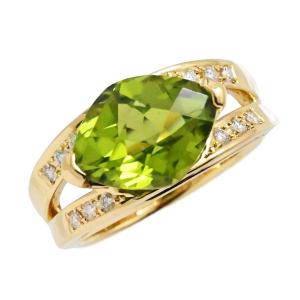 リング 指輪 ペリドット ダイヤモンド 750 14号 中古 プレラブド 返品  