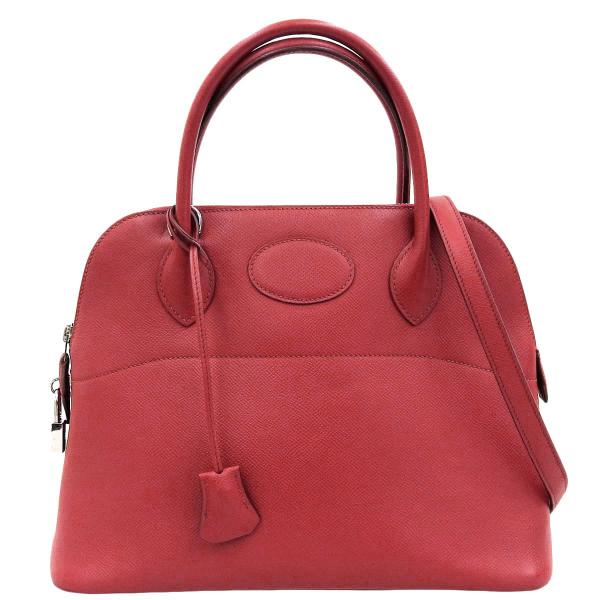 エルメス HERMES ボリード31 2WAYバッグ ハンドバッグ ヴォーエプソン レッド シルバー...