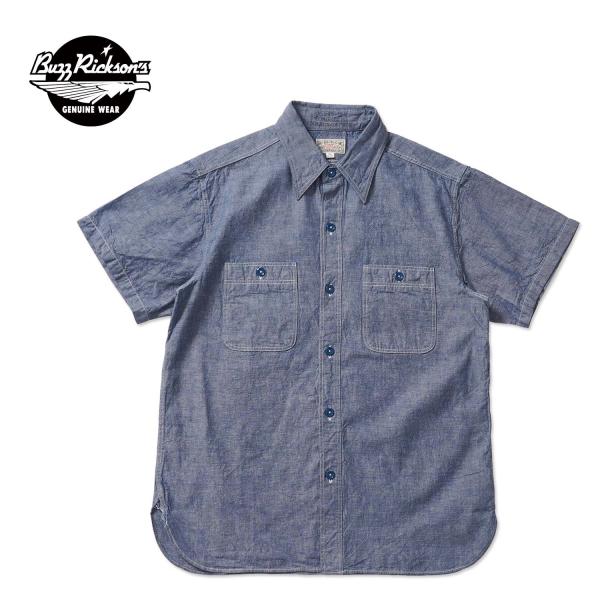 BUZZ RICKSON'S バズリクソンズ 半袖 シャツ "BLUE CHAMBRAY WORK ...