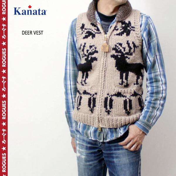 Kanata(カナタ) カウチン ベスト ろーぐすカラー別注 &quot;DEER&quot; DEERVEST ウール...