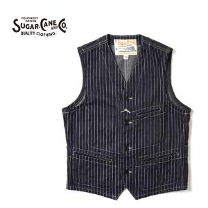 SUGAR CANE シュガーケーン ベスト 9oz. WABASH STRIPE WORK VEST SC12654｜rogues