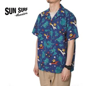 SUN SURF サンサーフ 半袖 アロハシャツ COTTON SEERSUCKER OPEN SHIRT “ZODIAC SIGN” by 柳原良平 with MOOKIE SS39332｜rogues