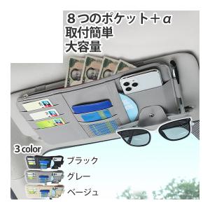 サンバイザー 車用 車 収納 大型 車内用品 収納用品 ポケット 汎用 車内 多機能