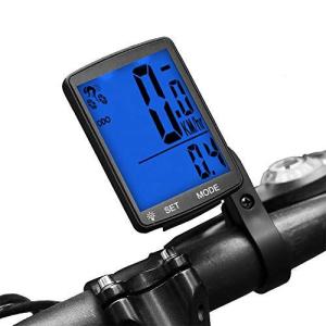 Ewolee サイクルコンピューター 自転車 ワイヤレス サイコン スピードメーター 大画面表示 防水 バックライト付き 走行距離計 走行時間計 気温 消費カロリー