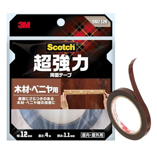スリーエム(3M) スコッチ 両面テープ 超強力 木材 べニア 用 セミロング 幅12mm 長さ4ｍ...