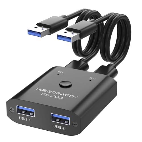 USB3.0 切替器 PC2台用 2入力2出力 2本のUSB3.0ケーブル付き USB 切り替え器 ...