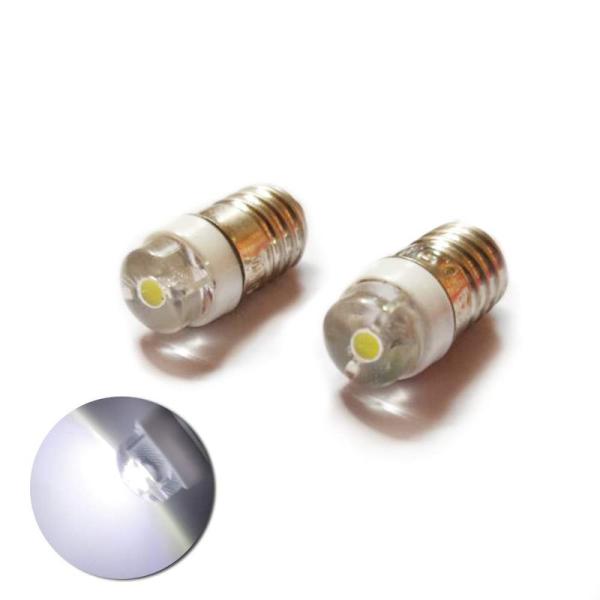 N/D 2個 E10 LED豆電球 高輝度 6000K ホワイト COB 0.5W 3V 螺旋LED...