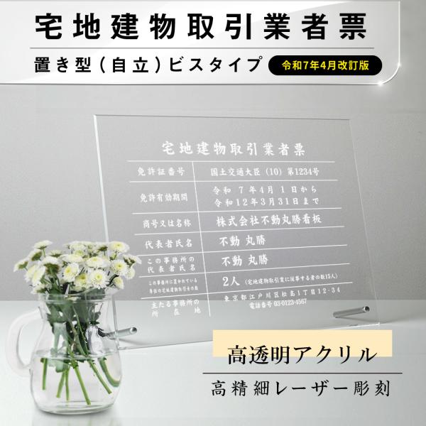 2025年4月からの【新様式対応】宅地建物取引業者票 改正 看板 W45cm×H35cm 透明アクリ...