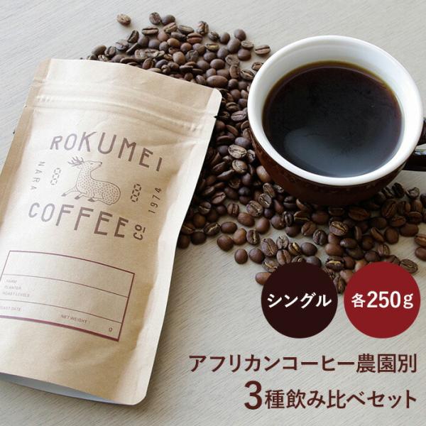 コーヒー 豆 50杯 アフリカンコーヒー農園別3種×250g 焙煎日本チャンピオン ロクメイコーヒー...