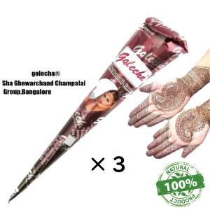 正規品 golecha ヘナ タトゥー コーン 30g 3本 100% ナチュラル