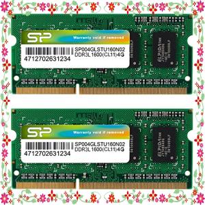 シリコンパワー ノートPC用メモリ 1.35V (低電圧) DDR3L 1600 PC3L-12800 4GB*2枚 204Pin Mac 対応 永久保証 SP008GLSTU160N22