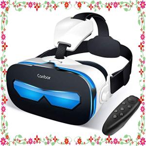 Canbor VR ゴーグル スマホ VRヘッドセット iPhone android VRグラス 3D メガネ 動画 ゲーム コントローラ リモコン 4.0-6.3