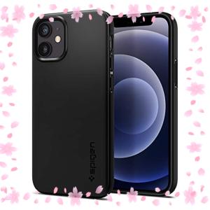 Spigen iPhone 12 Mini ケース シン フィット 5.4インチ マット仕上げ Qi充電対応 ブラック ACS01739