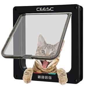 CEESC 4WAY ペットドア 小型 犬 猫 ペット出入り口 ドア 勝手口 扉 冷暖房対策 日本語取扱説明書付き