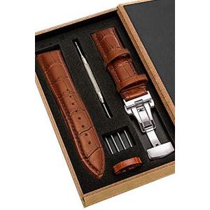 時計 ベルト 時計 バンド 24mm 23mm 22mm 21mm 20mm 19mm 18mm 本革腕時計バンド 交換ベルト Dバックル 防水 防汗