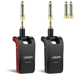 LEKATO ギターワイヤレスシステム エレキギター 送受信機 6.35mmステレオとモノラルプラグ付 ギターに直接プラグ イン エレキギターアンプ