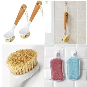 キッチンブラシ 食器洗いブラシ 台所用ブラシ 食器ブラシ クリーナーキッチン用 皿洗い 多機能 中華鍋 鉄フライパン用 ブラシ フライパン洗い 木の柄